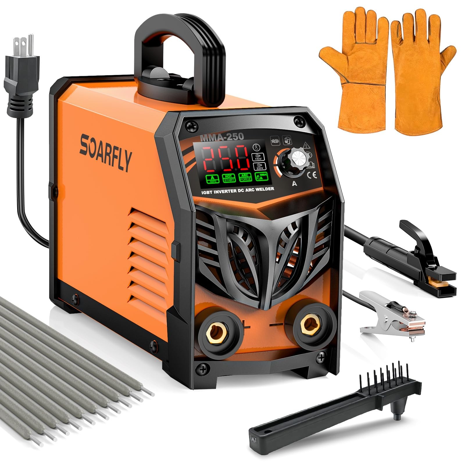 SOARFLY Stick Welder, 250Amp ARC Welding Machine with Large LED Orange
