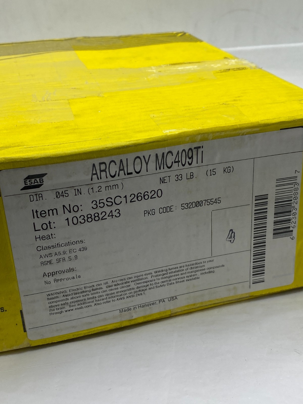 ESAB ARCALOY MC409Ti WELDING WIRE .045″ (1.2 mm) 33LB (15 KG) SPOOL 35SC126620