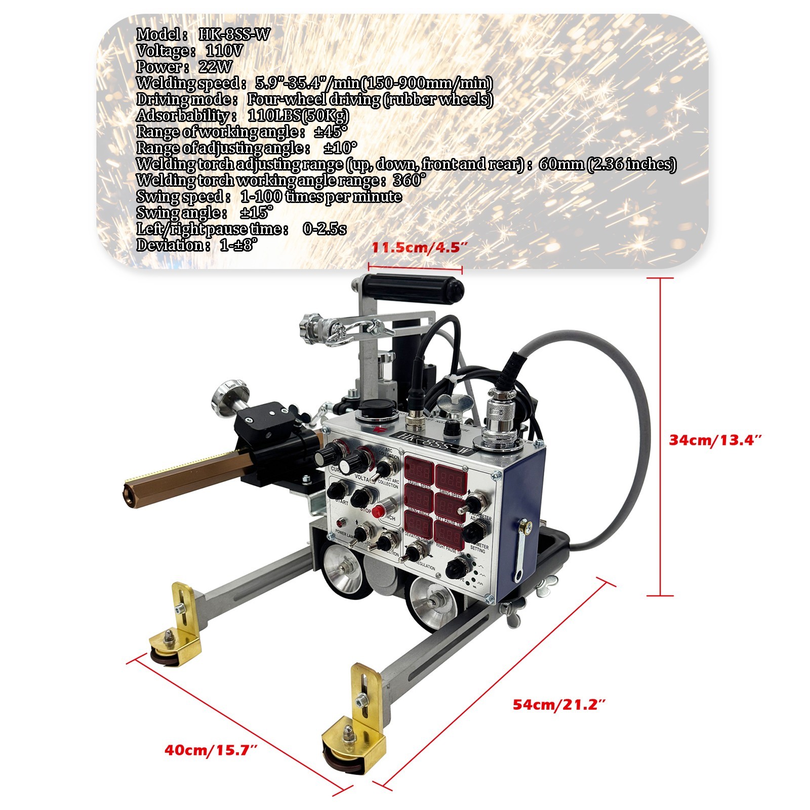 110V HK-8SS-W Swing Type Magnetic Fillet Welding Auto Trolley Welding Carriage