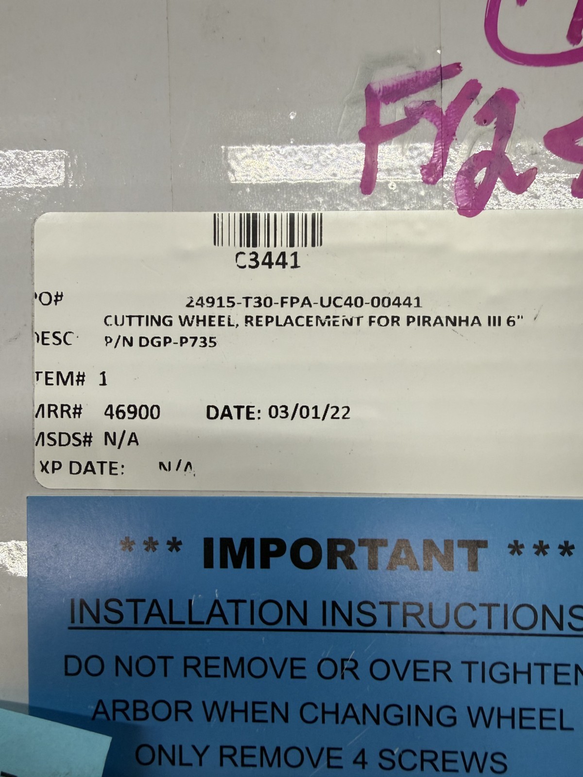 Diamond Ground Product Piranha III Replace 6″ Diamond Cutting wheel DGP-P735,NEW