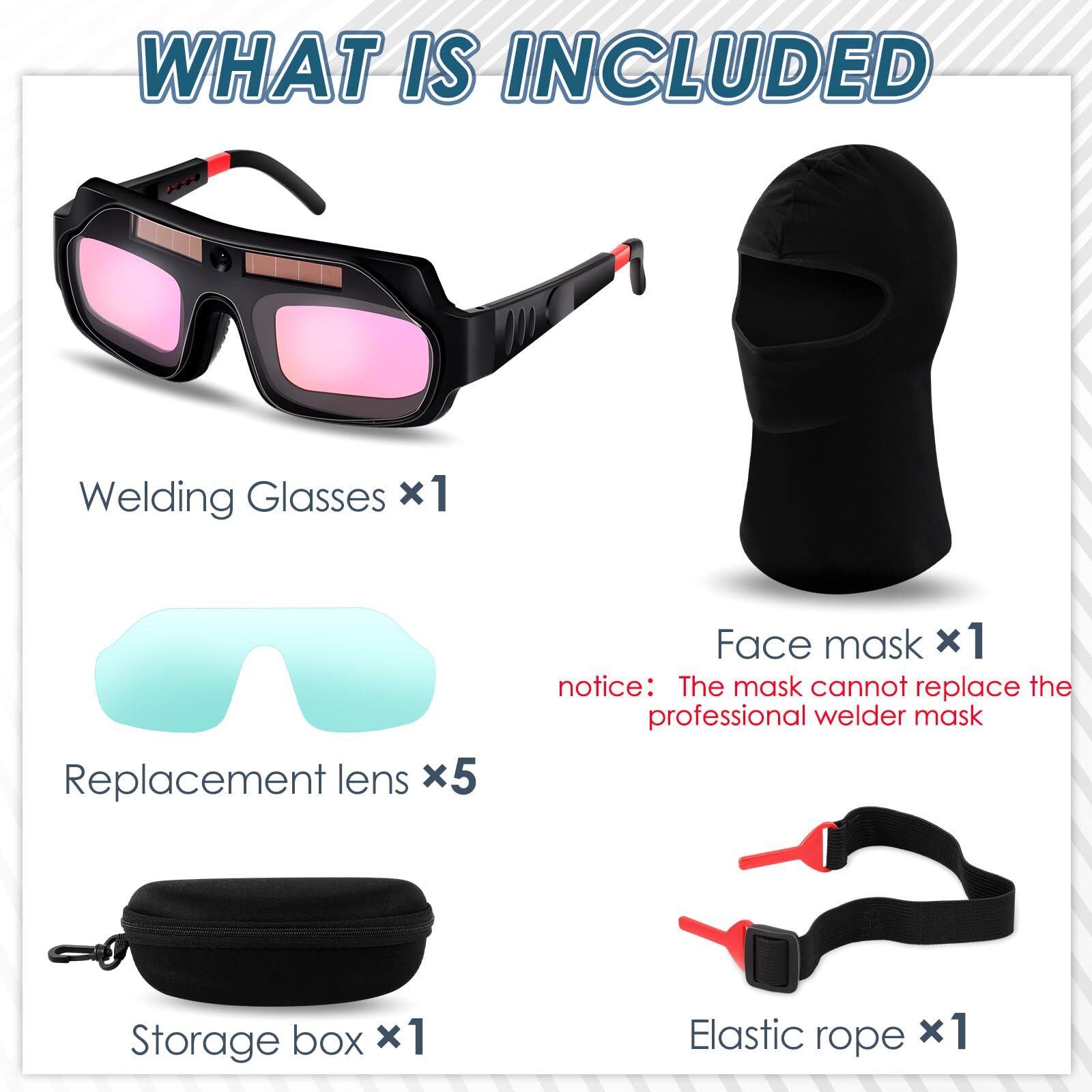 Tellegloww 1 Set Welding Glasses Solar Welding Goggles Auto Darkening Welder …