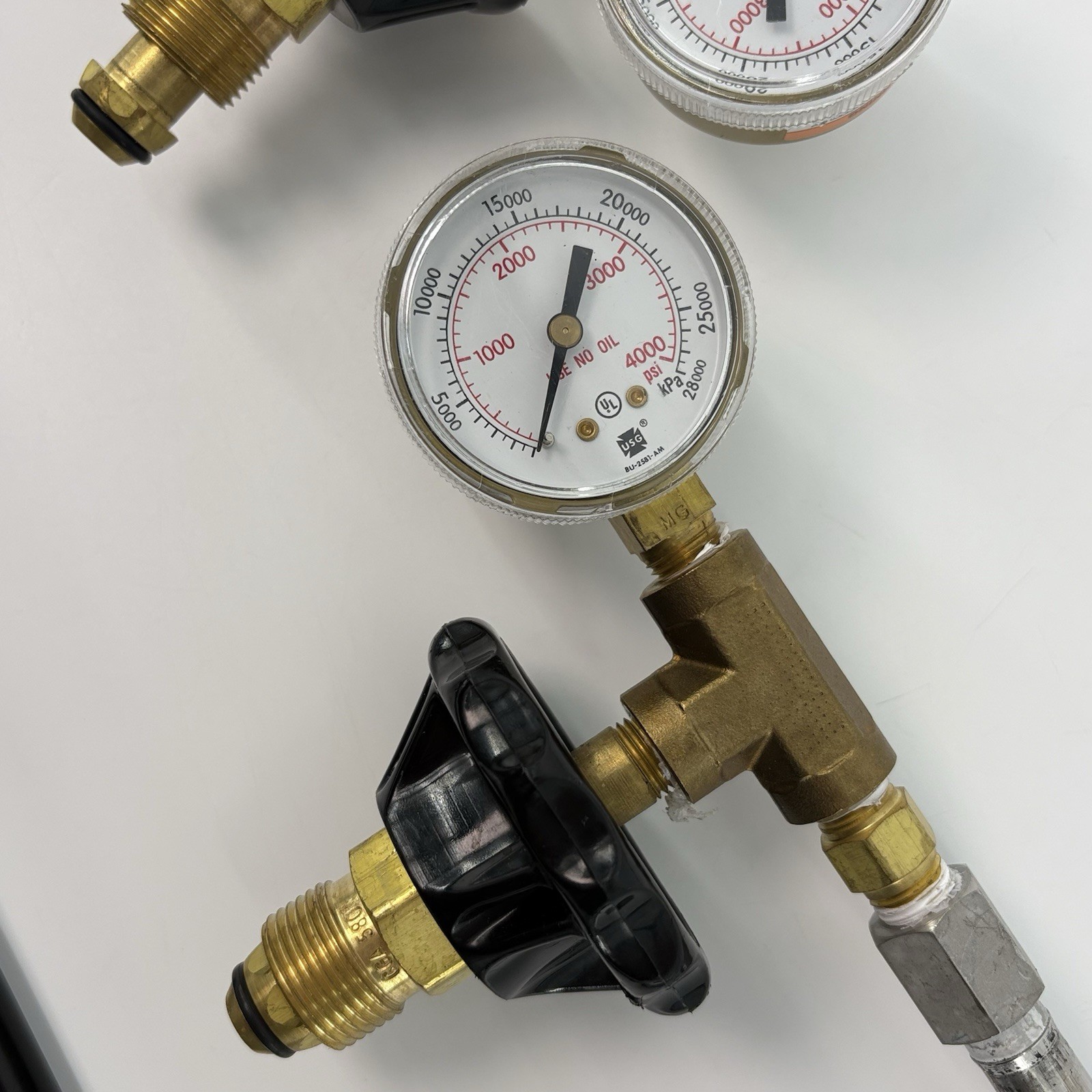 USG Helium Transfill Hose Assembly 36in Dual Gauges New With Inflator Read Ds