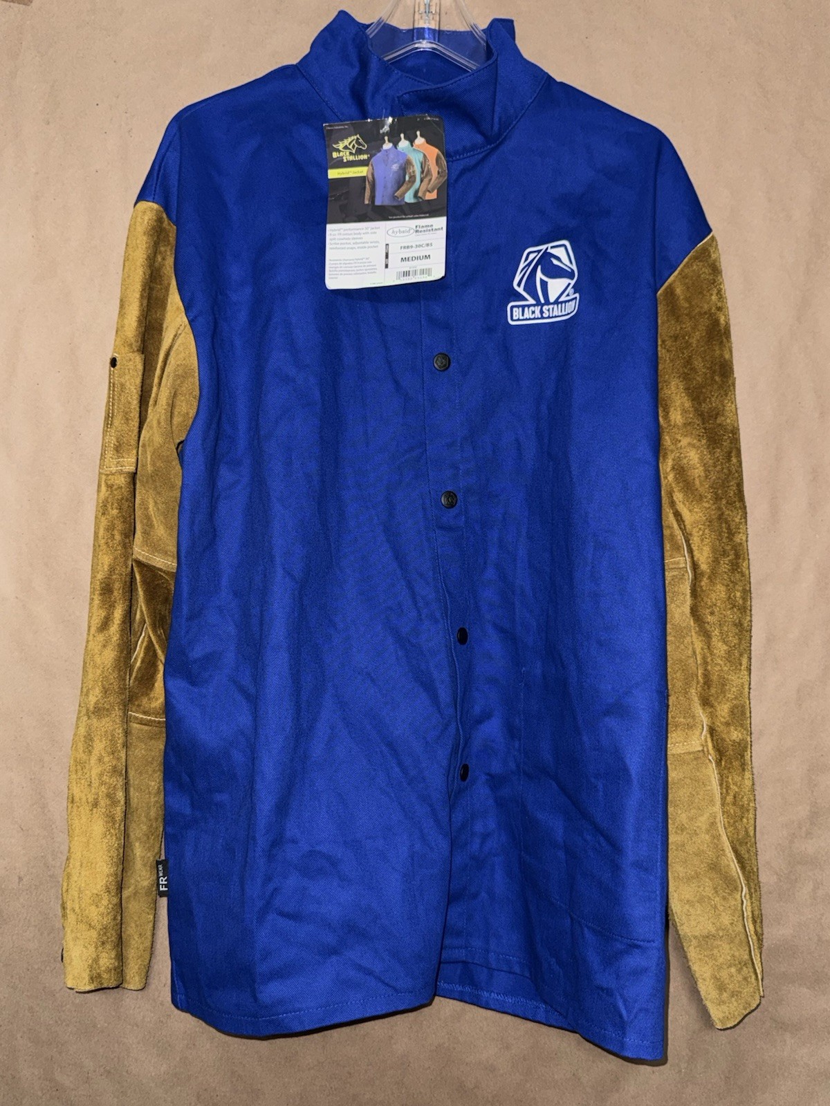 Black Stallion FRB9-30C Hybrid FR Cotton Cowhide Welding Jacket Blue Medium