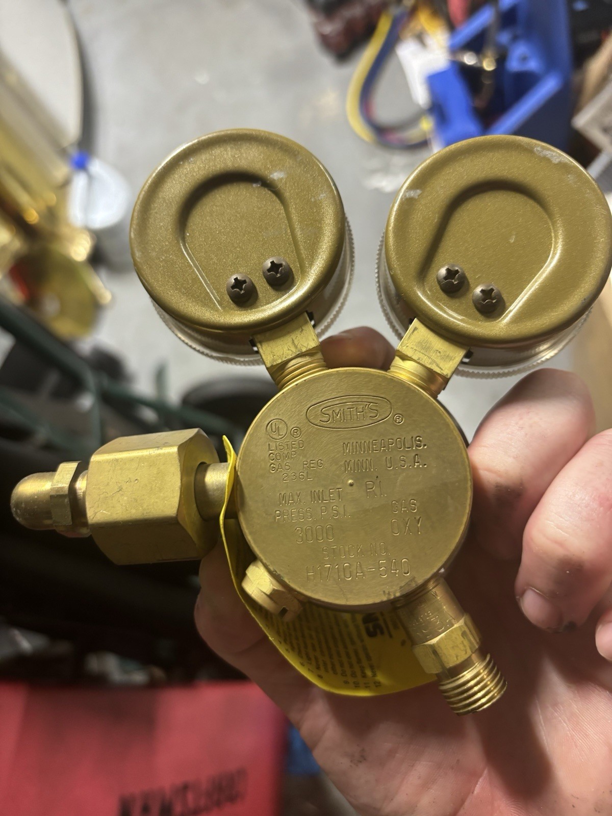 Smith Equipment/Miller Oxygen/Acetylene Industrial Brass Regulator Gauges
