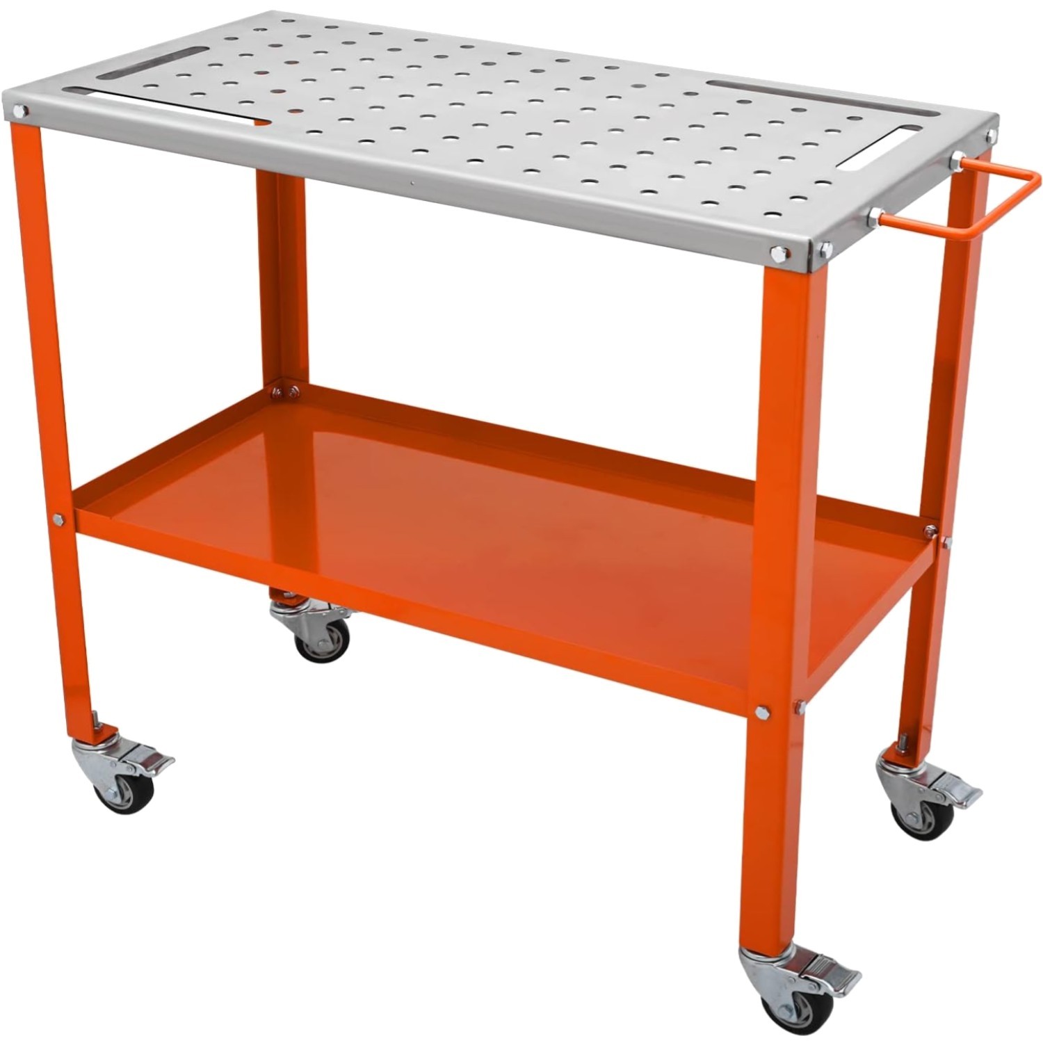 Welding Table Steel 36×18 Portable Workbench 1200lbs Load Locking Casters