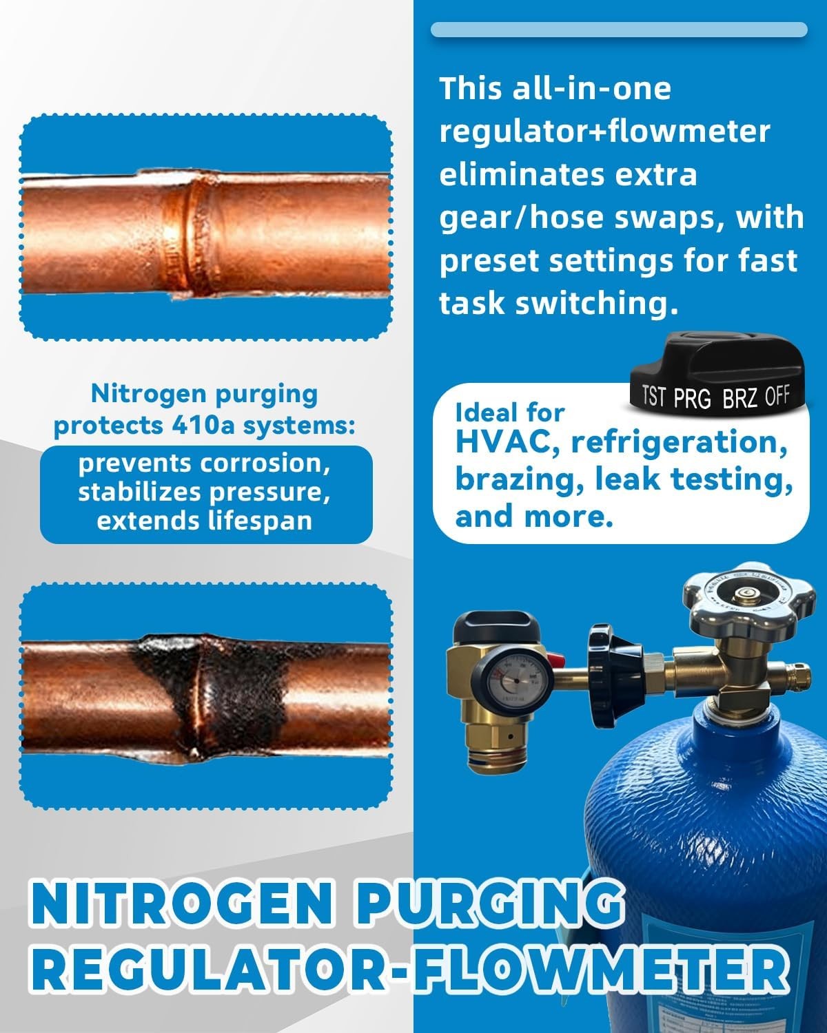 VN-500 Nitrogen Purge Control Valve Regulator W/500 PSI Flow Meter 4-Position Fl