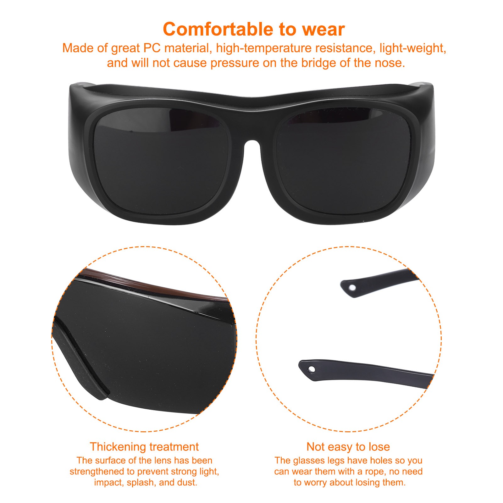 Welding Glasses IR Shade 8 Lens 145x165x52mm CE Certified Protective Glasses