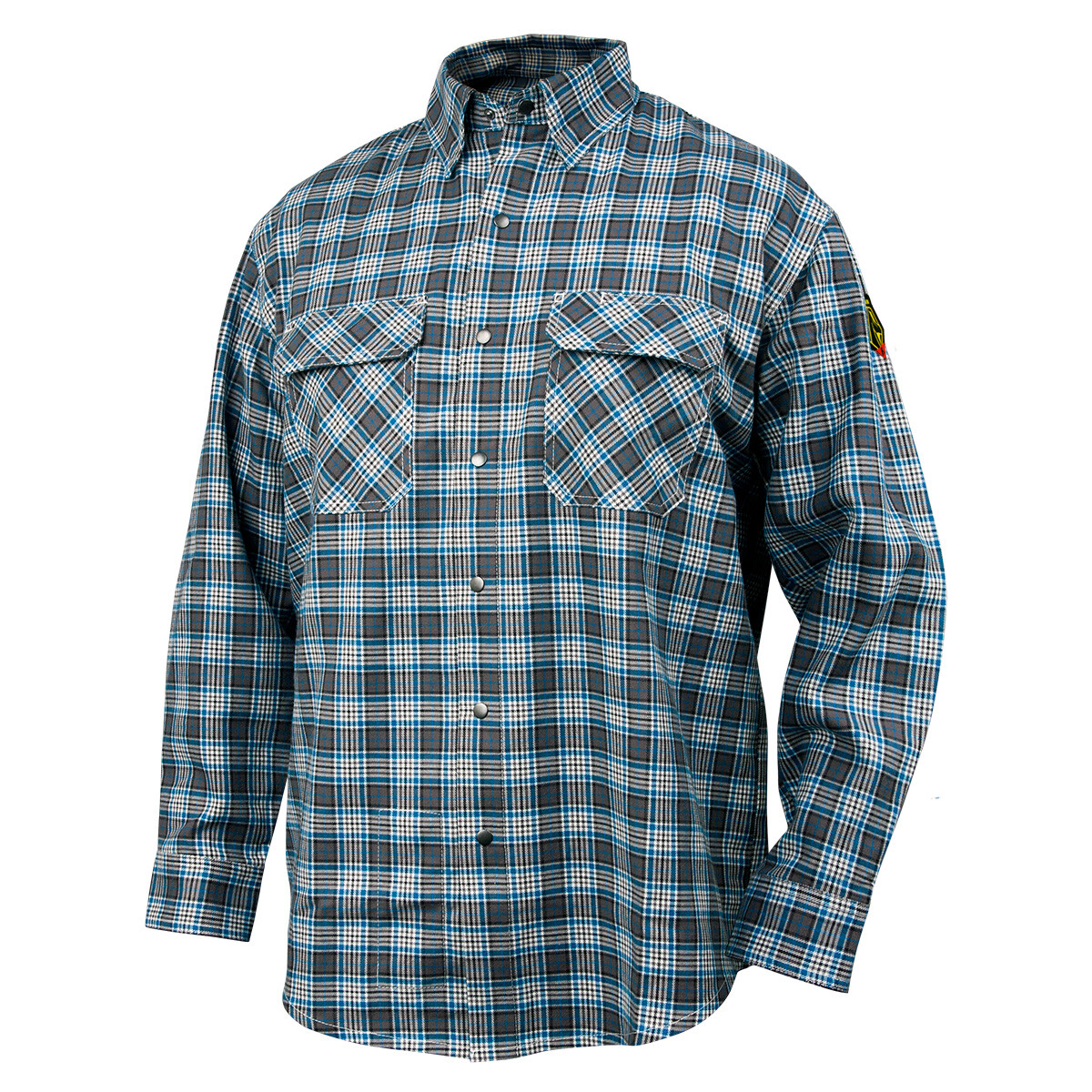 Black Stallion FS9-PGY Flame-Resistant Cotton Work Shirt, Gray Plaid Size Small