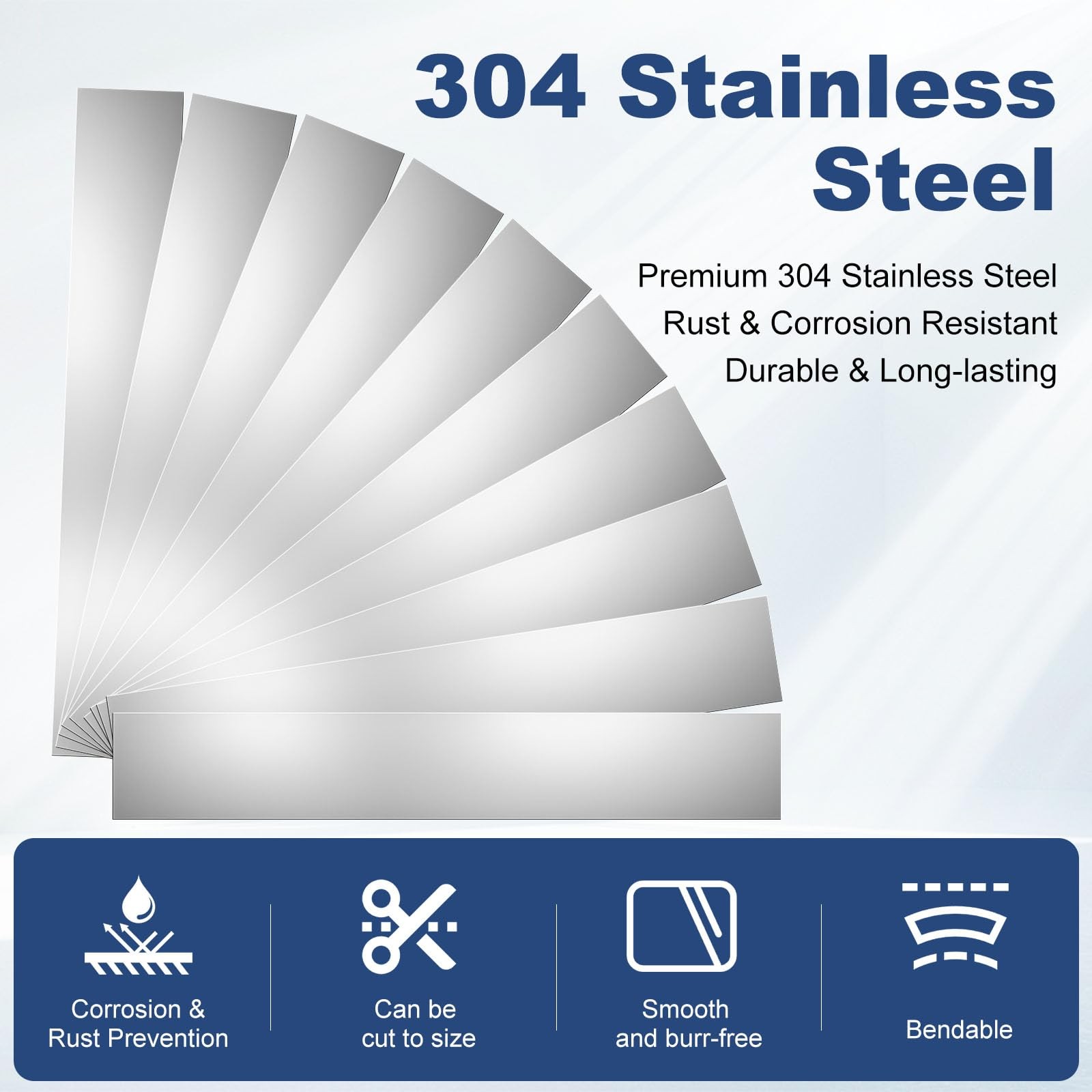 50 Pcs Shim Stock Assortment 1×6 Inch 304 Stainless Steel Metal Shims Leveling
