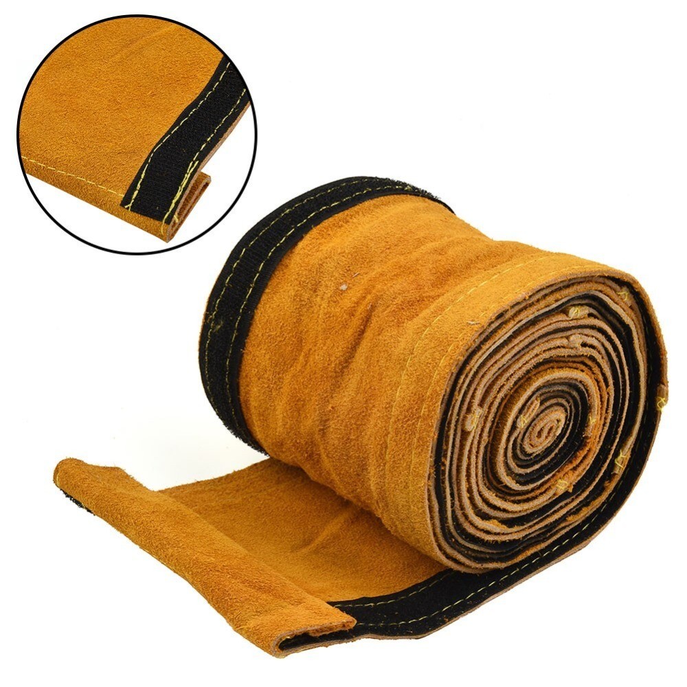 Leather TIG Welding Torch Cable Cover Stitched Mig/plasma Cable Sleeves Yellow