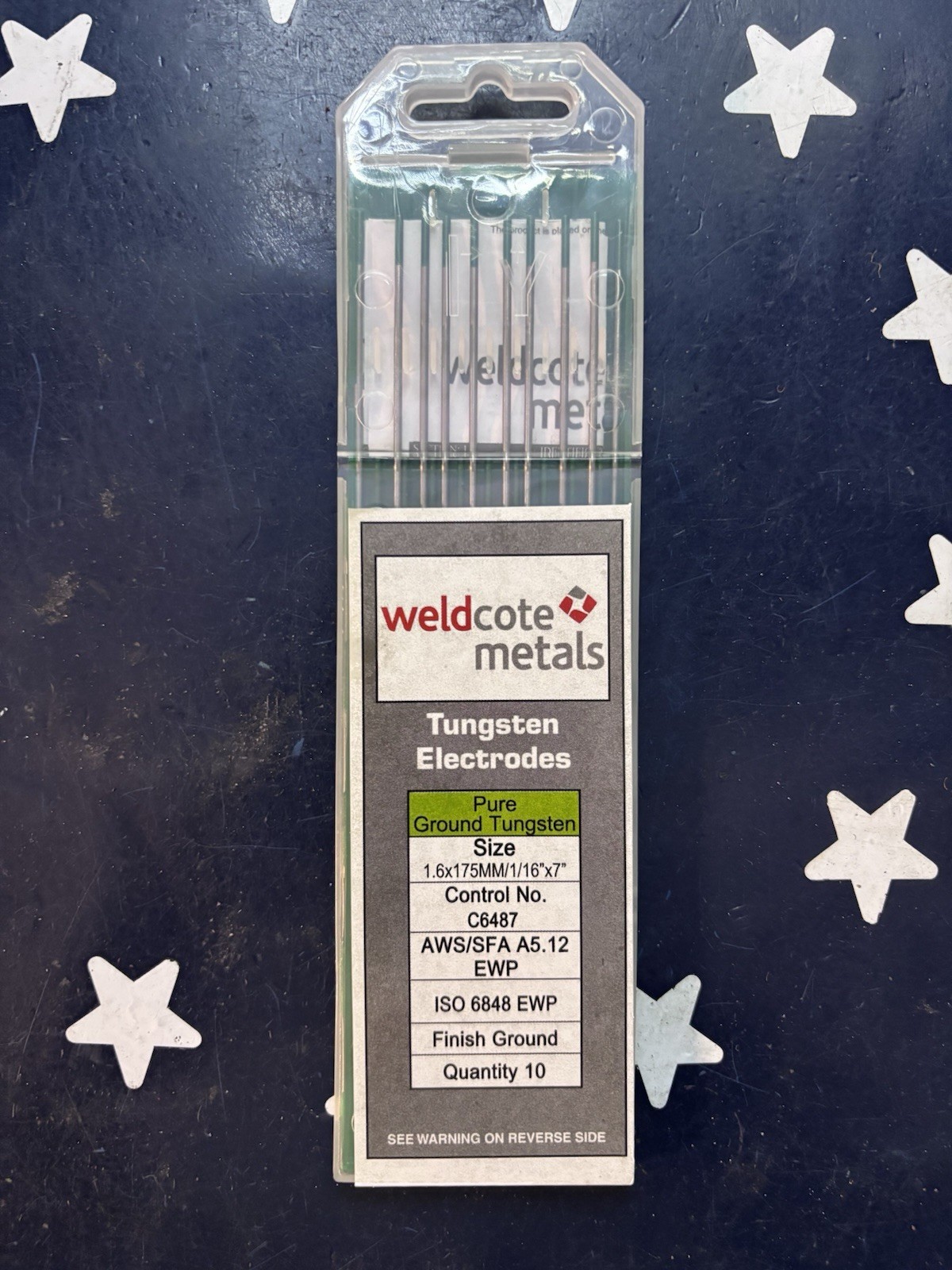 One Pack WELDKOTE 1/16” x 7” Green Pure Tungsten Electrode 10pcs TUNG116X7XPURE