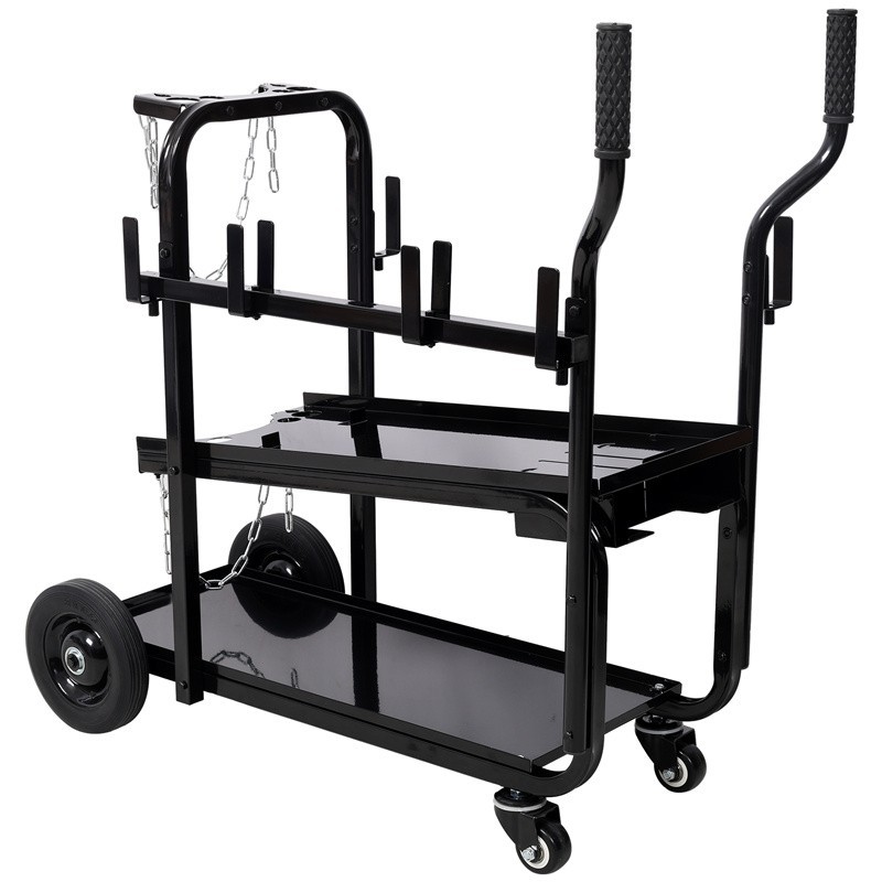 Heavy Duty 2-Tier Rolling Welding Cart 300 LBS Welder Storage Trolley w/ Wheels