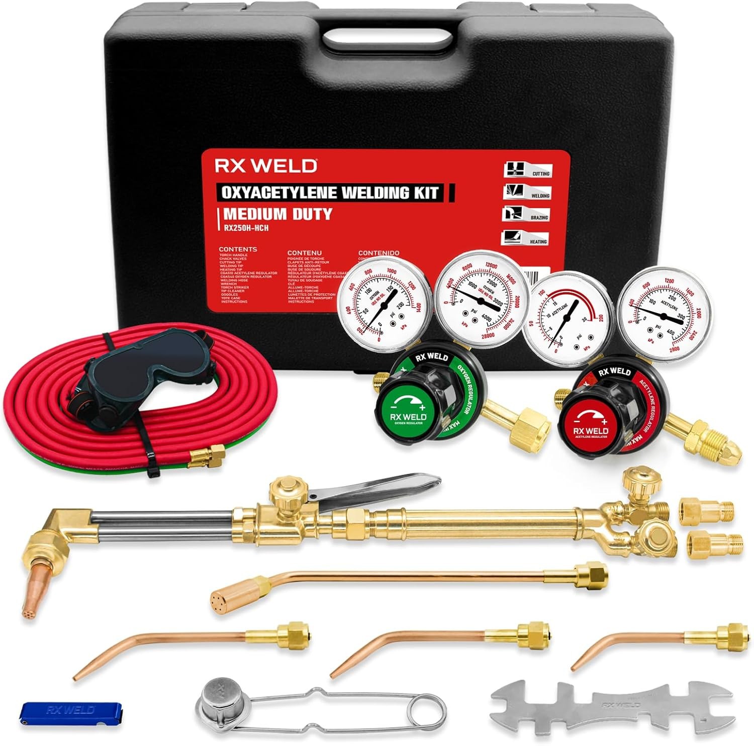 RX WELD Medium Duty Torch Kit with Check Valves | Heating Nozzle (6-MFA-1), Oxy