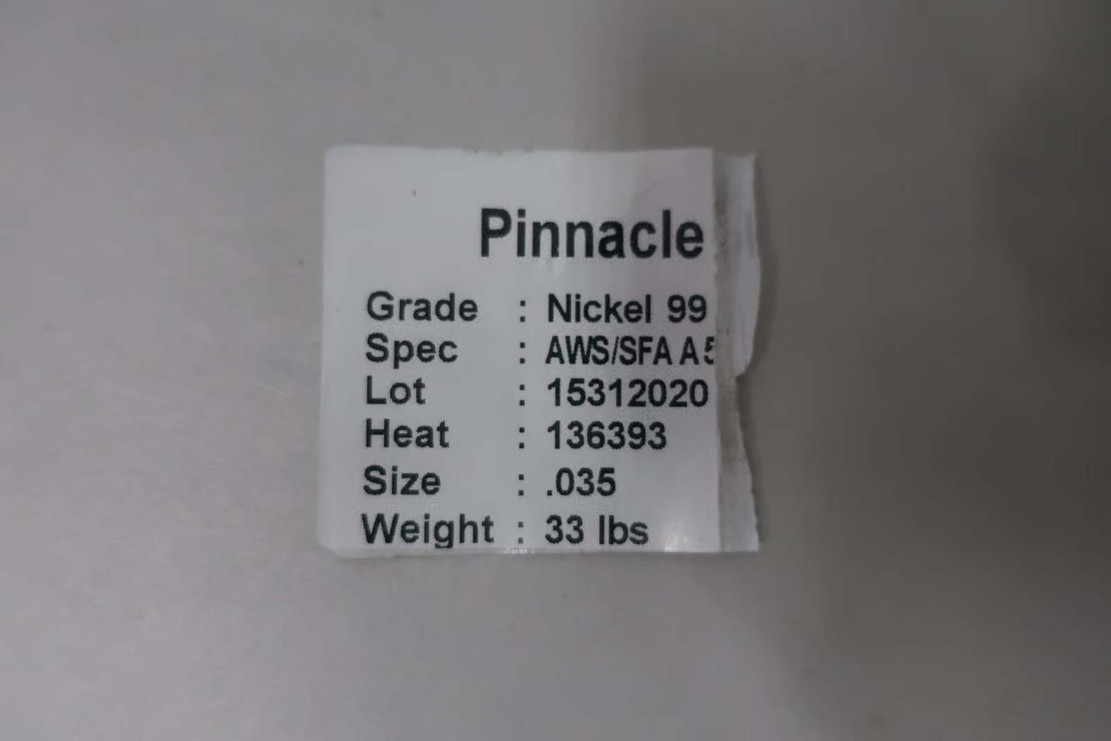 Pinnacle NICKEL 99 Erni-ci Mig Welding Wire 0.035in X 33lb