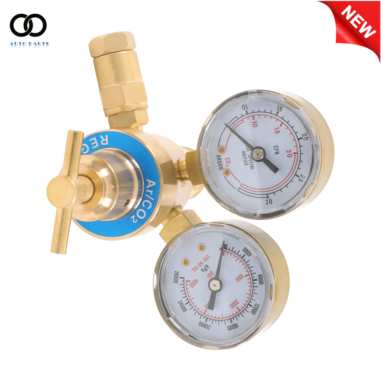 CGA580 Argon Dual Regulator Gauge Flow Meter for Mig Tig Welding 0 to 400PSI