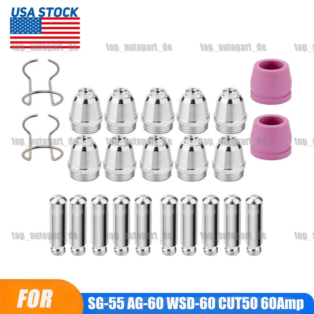 24 Pcs Plasma Cutter Torch Consumables Tip For SG-55 AG-60 WSD-60 CUT50 60Amp