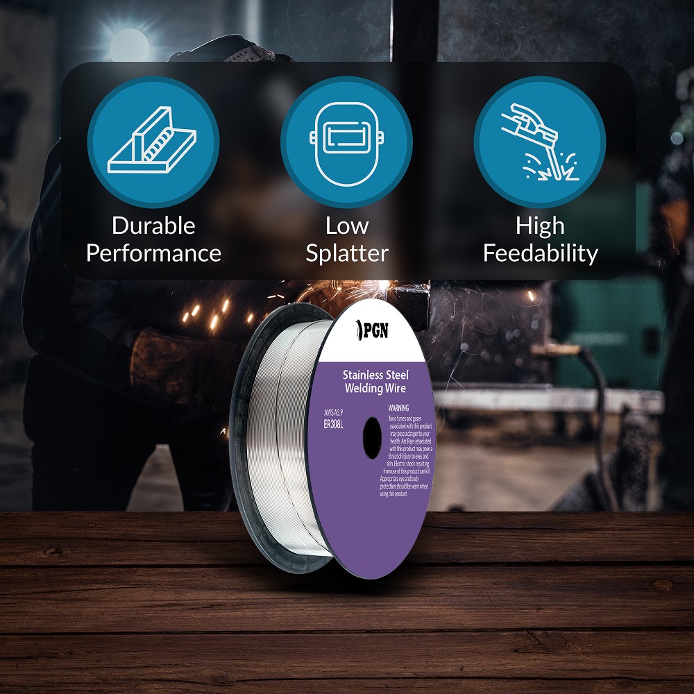 (4 x 2-Lb Spools) PGN ER308L .035″ MIG Stainless Steel Welding Wire