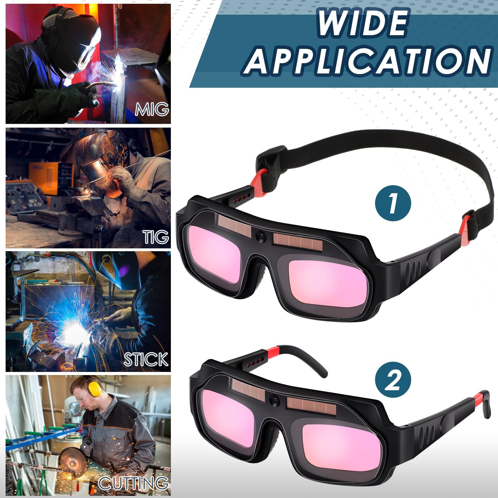 Tellegloww 1 Set Welding Glasses Solar Welding Goggles Auto Darkening Welder …