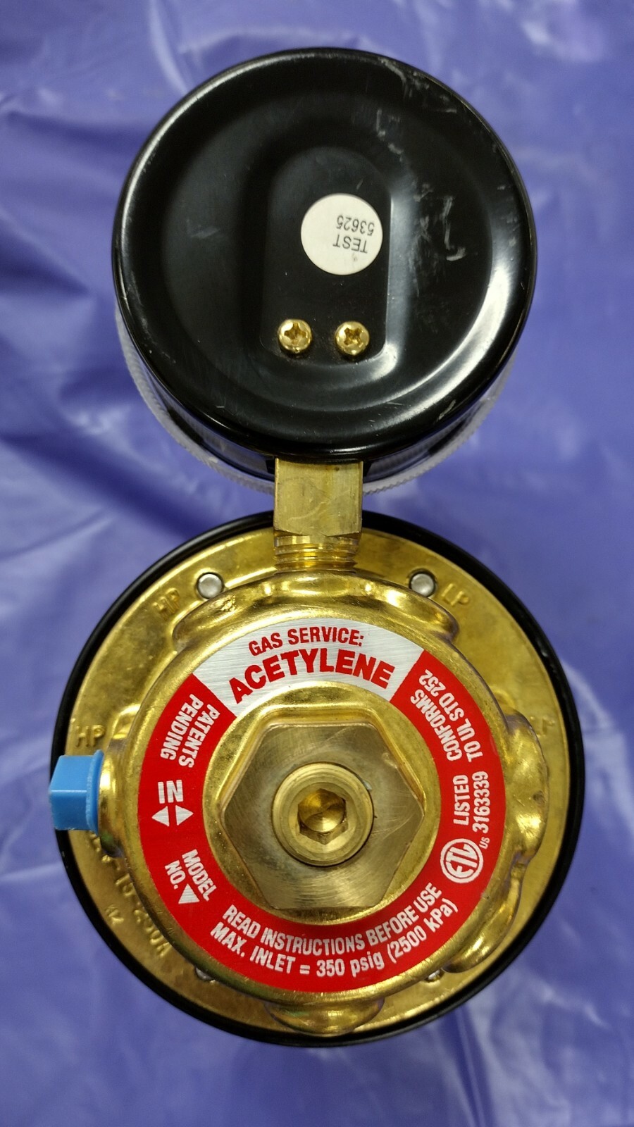 VICTOR ESL4-15-250A ACETALYNE PIPELINE REGULATOR 350 MAX PSIG 0-30 PSI INDICATOR