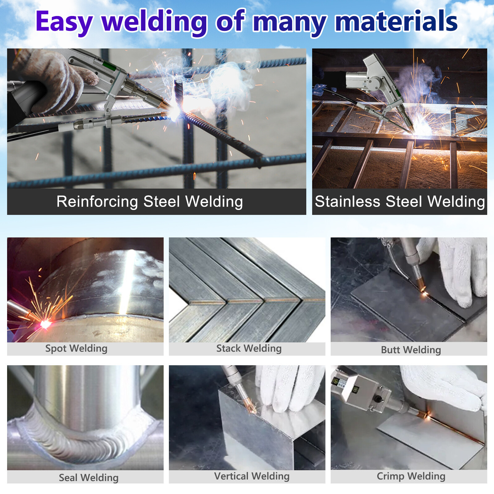 6in1 2000W Battery Welder Laser Welding Cutting Cleaning Machine Seamless Weld