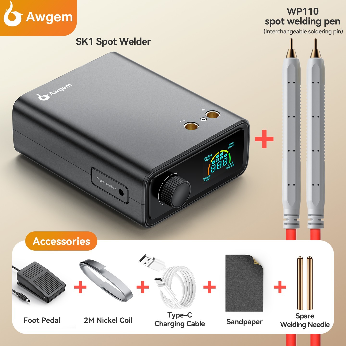 Awgem 11000W Battery Spot Welder 100 Gears Knob Adjustable for 18650 DIY Welding