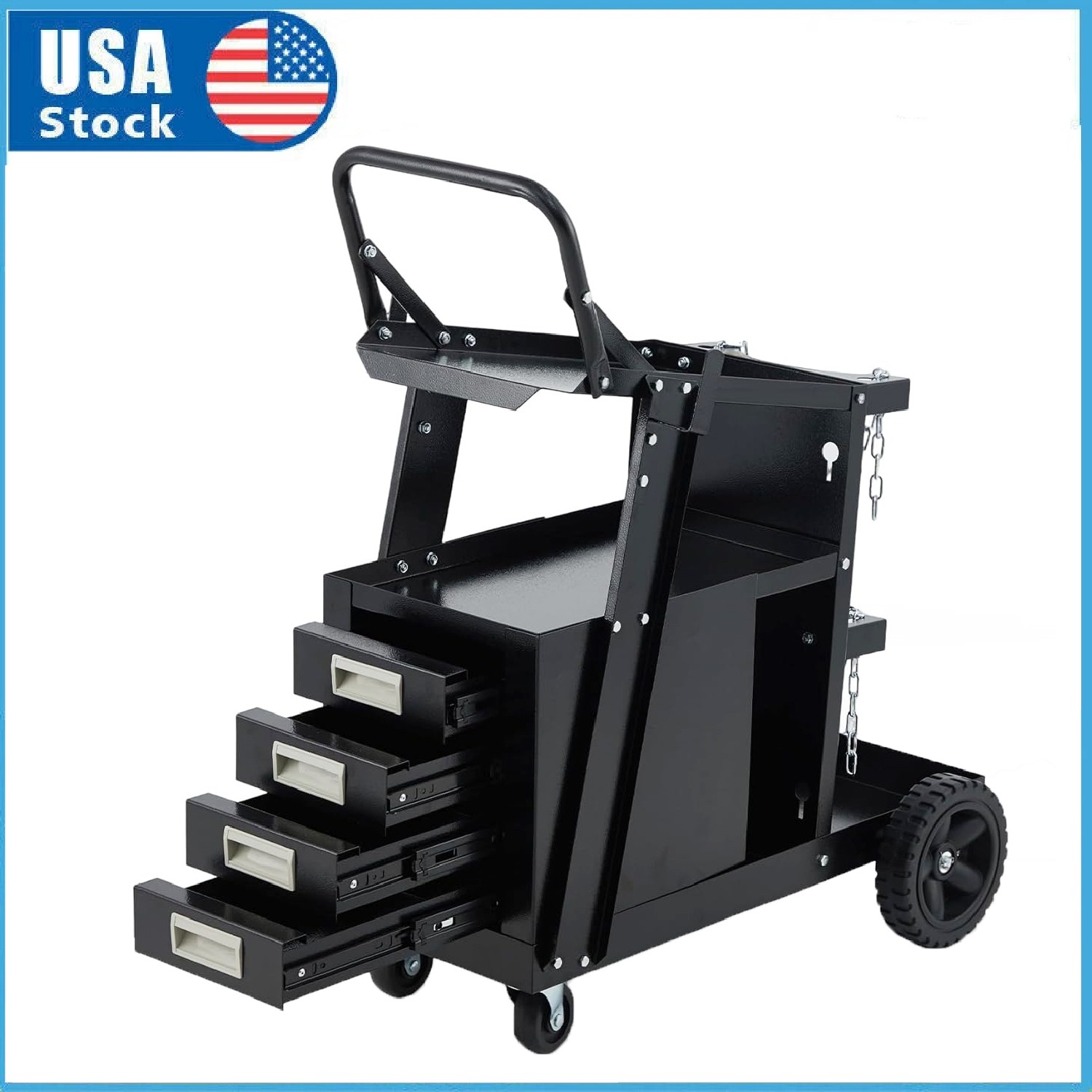 Welding Cart with 4 Drawers, Heavy Duty Welder Welding Cart w/360° Swivel Wheels