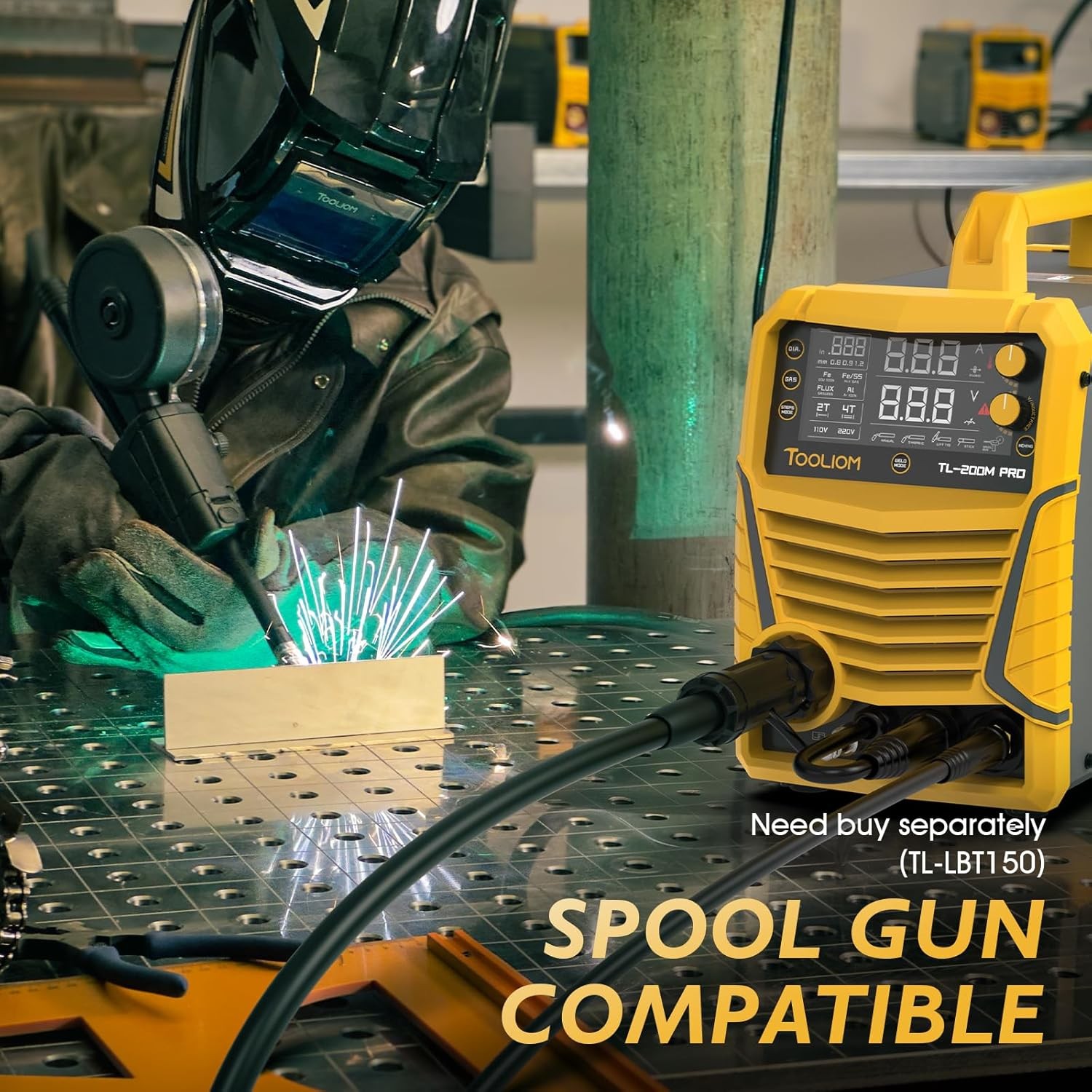 200A MIG Welder, Gasless/Gas MIG/Lift TIG/Stick 110/220V IGBT Welding Machine