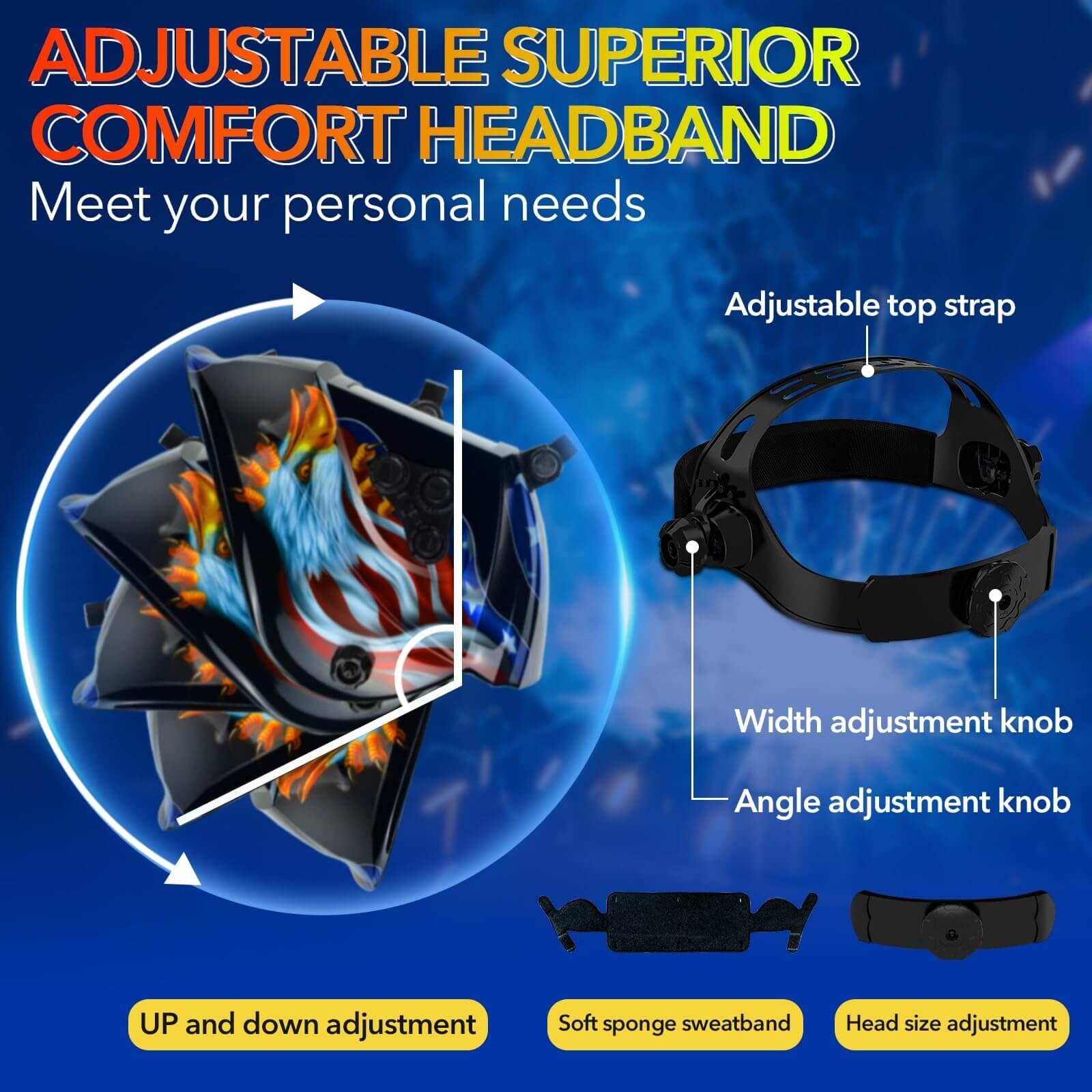 TRQWH Auto Darkening Welding Helmet True Color Solar & 3 Pcs Welding Caps