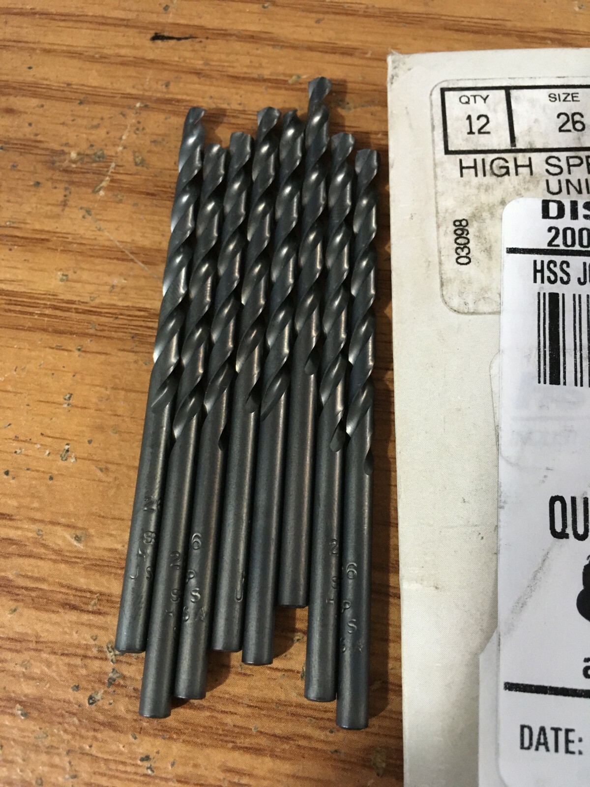 (8) #26 HSS 118° Black Oxide Finish Jobber Drill