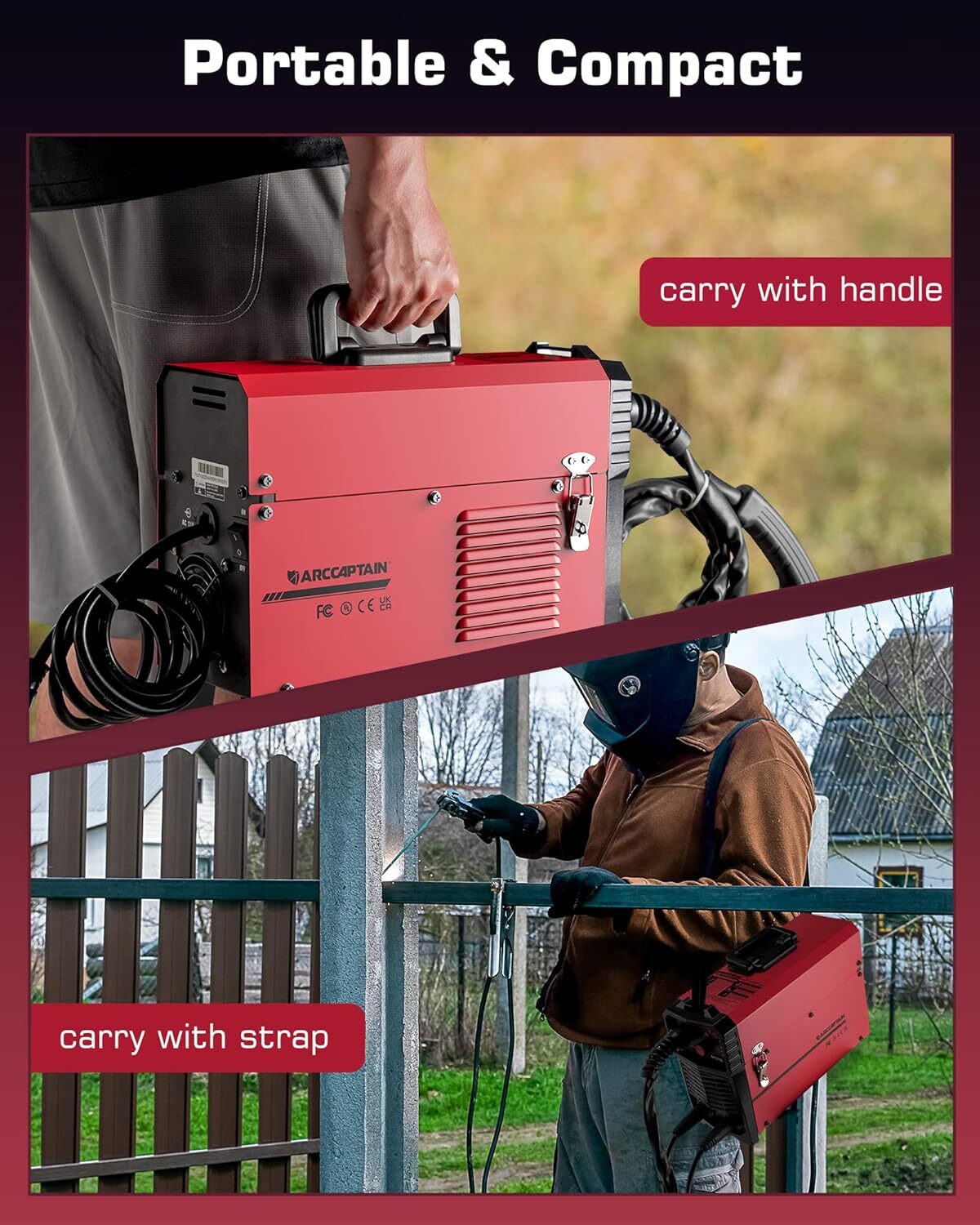 ARCCAPTAIN 130A MIG Welder, Flux Core /MIG/Lift TIG/Stick 3 in1 Welding Machine