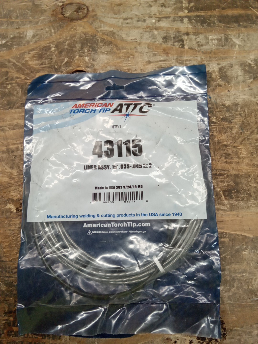 American Torch Tip 43115 Liner Assy. 15′ .035-.045 Made in USA New