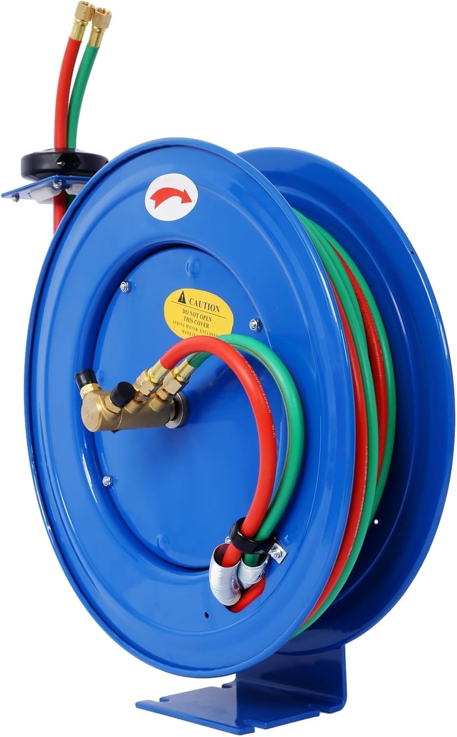 Welding Hose Reel Retractable 1/4 In x 100 Ft Twin Oxygen Acetylene Rubber Hoses