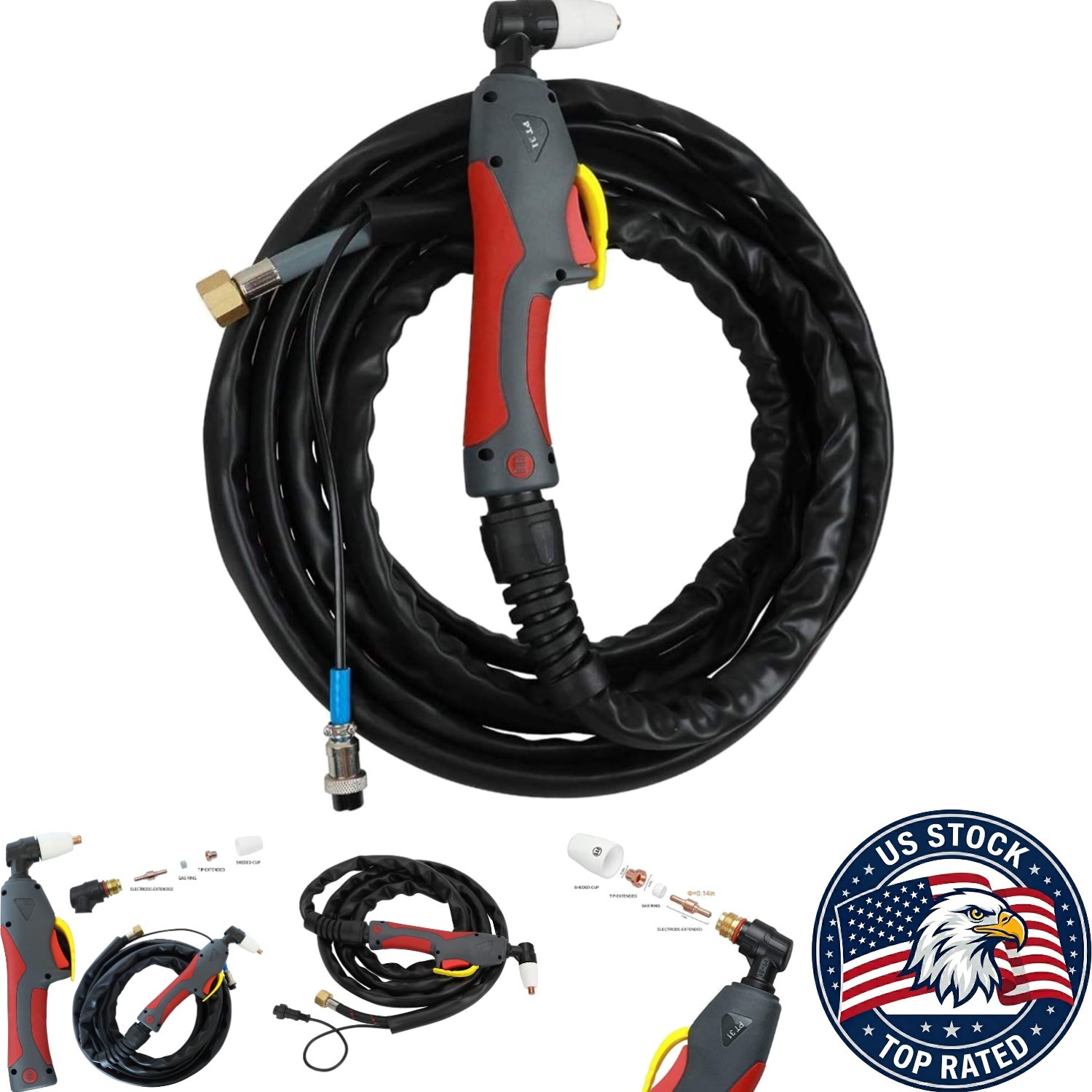 40A PT31 Plasma Cutter Torch – 16FT Length, Compatible with Multiple Devices
