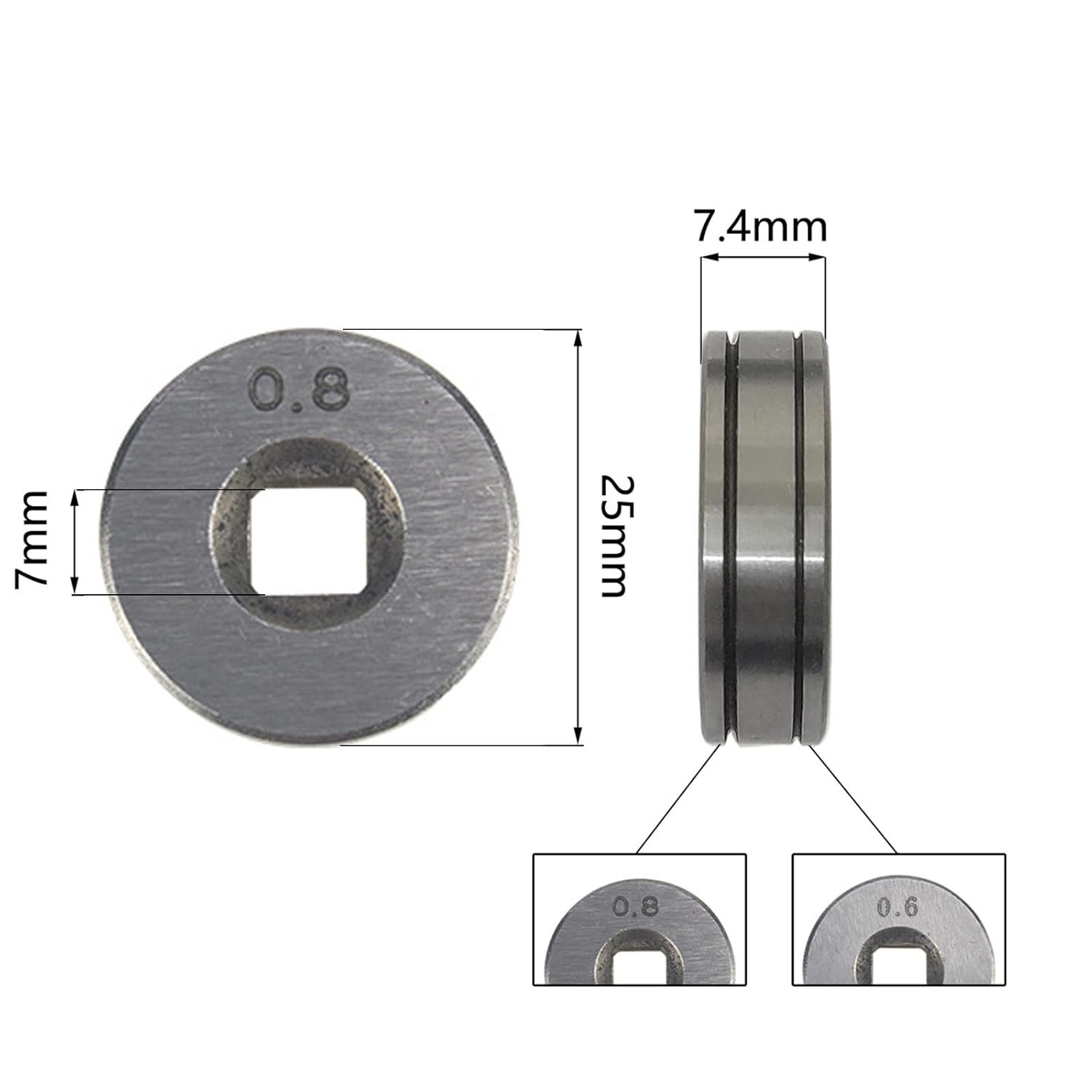 Wire Feed Rollers Pair 25mm OD Smooth Groove 0.6/0.8mm MIG MAG SSJ16