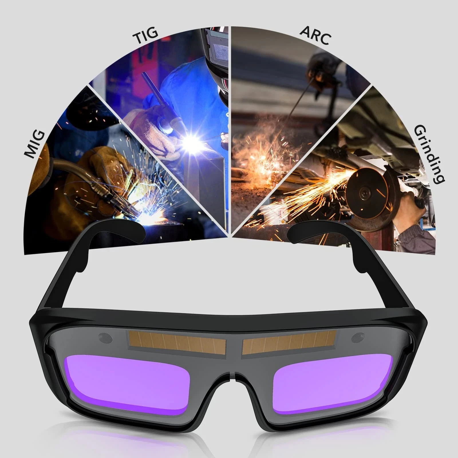 Auto Darkening Welding Glasses True Color Solar Safety Goggles PC Lens easy to..