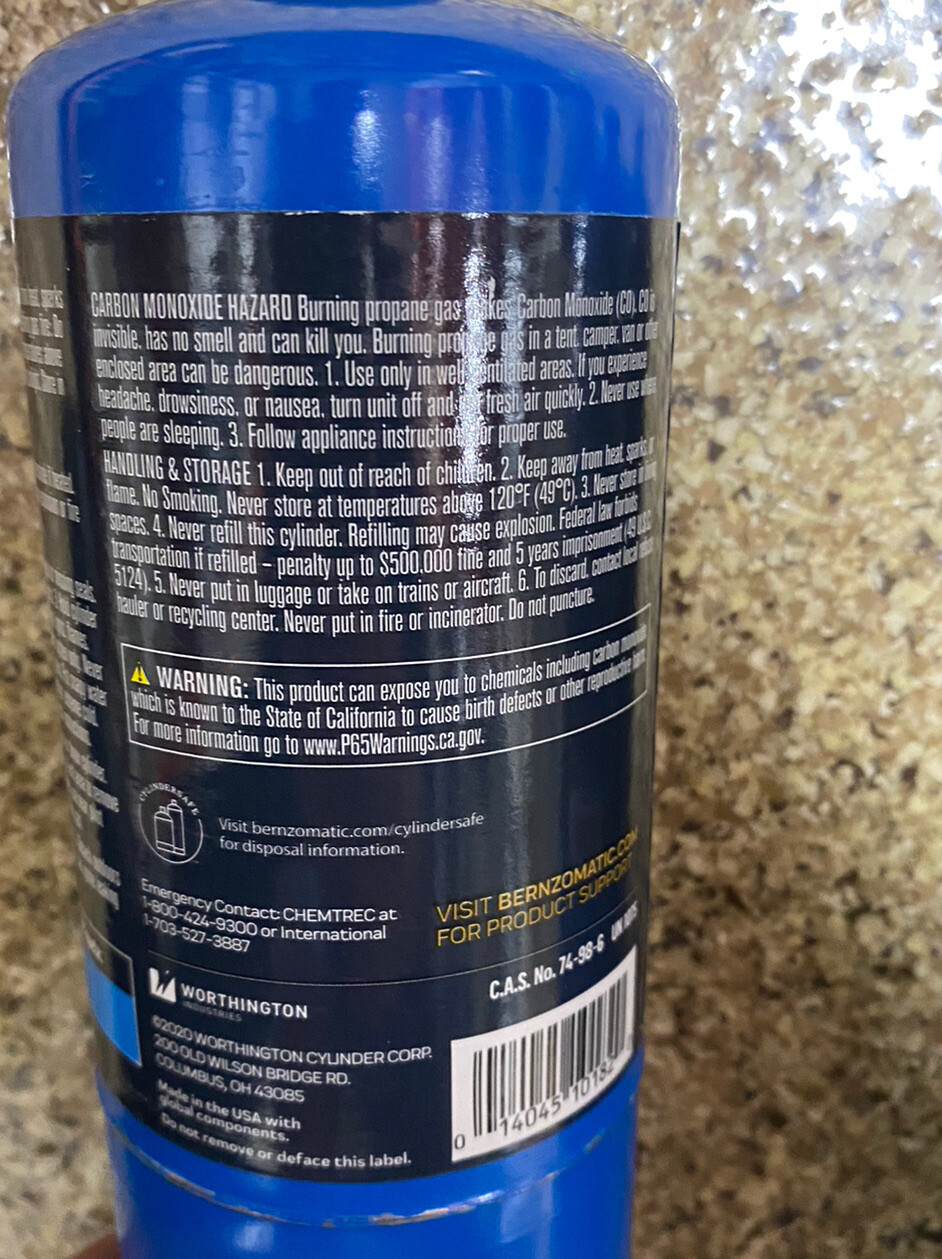 Bernzomatic 14.1 oz Standard Propane Fuel Cylinder, 2 Pack Ships FREE