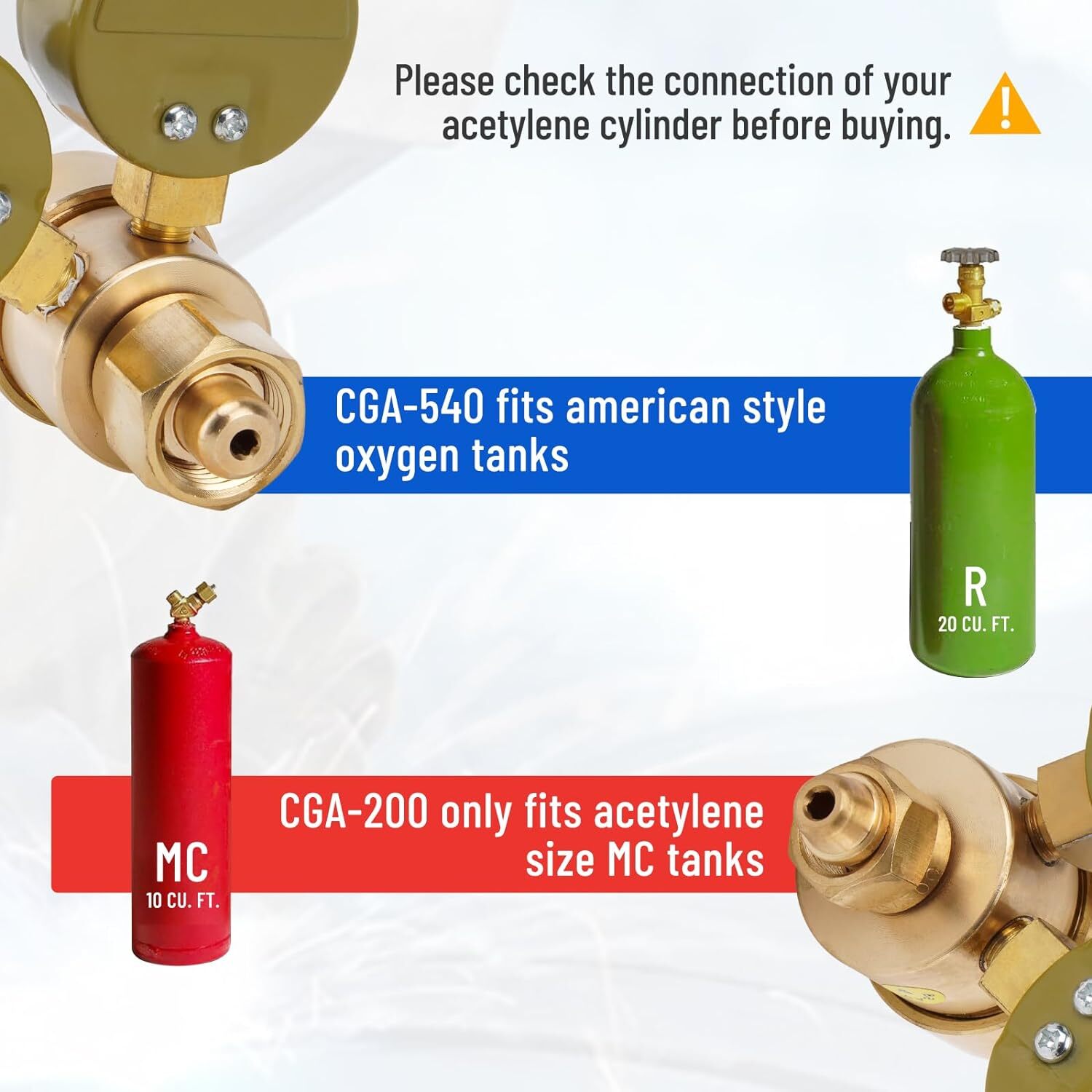 Oxygen and Acetylene Regulators Welding Gas Gauges Pair CGA540 and CGA200