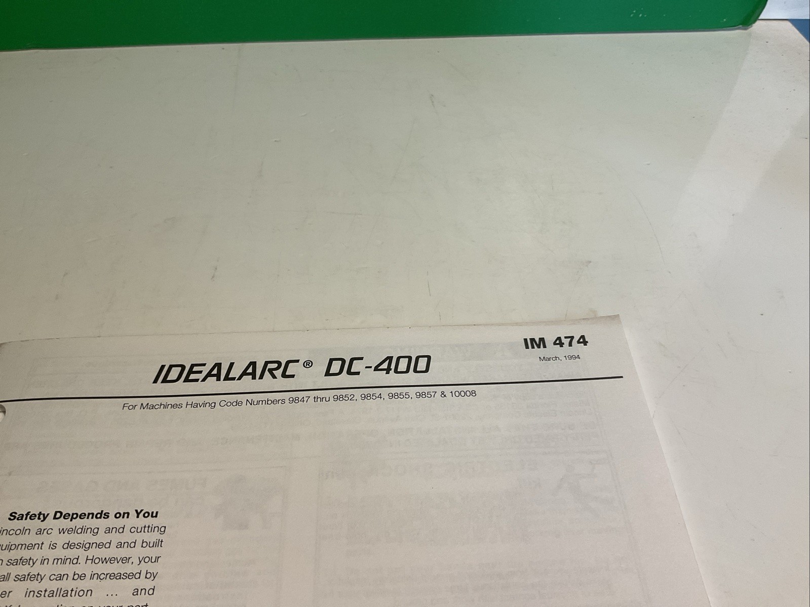 Lincoln Electric Idealarc DC-400 Welding Owners Manual IM 474 1994