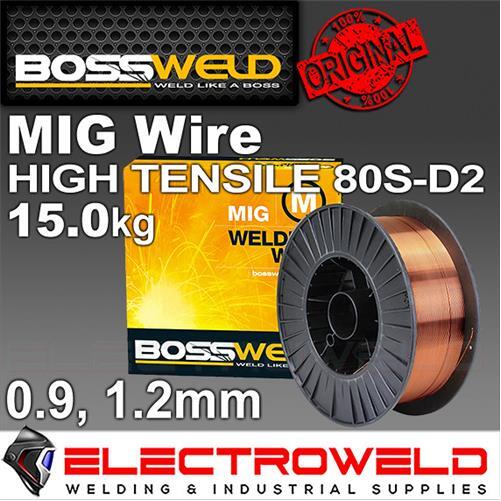 15kg Bossweld 80S-D2 High Tensile Mig Welding Wire .9mm / 1.2mm Steel Spool Roll