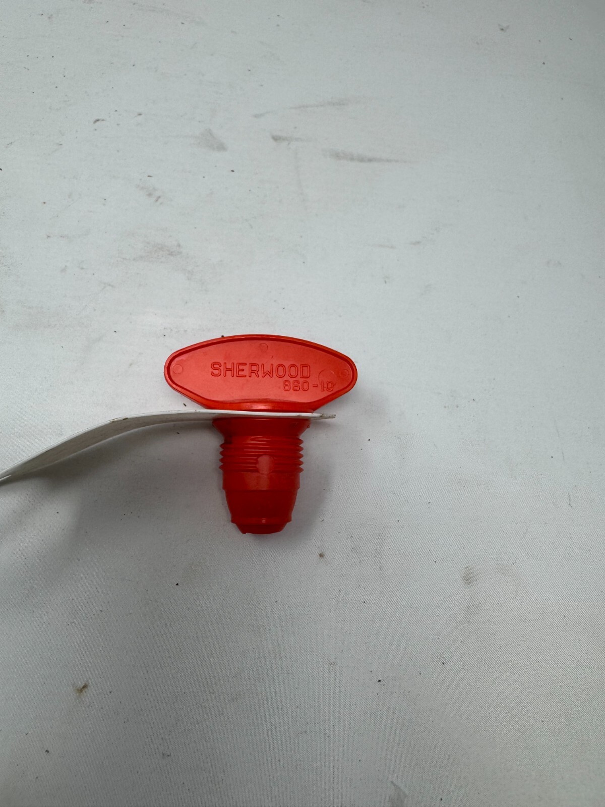 Sherwood 880-10 Plug Cylinder Valve Red LP Propane DOT Cap w/ Warning Tag