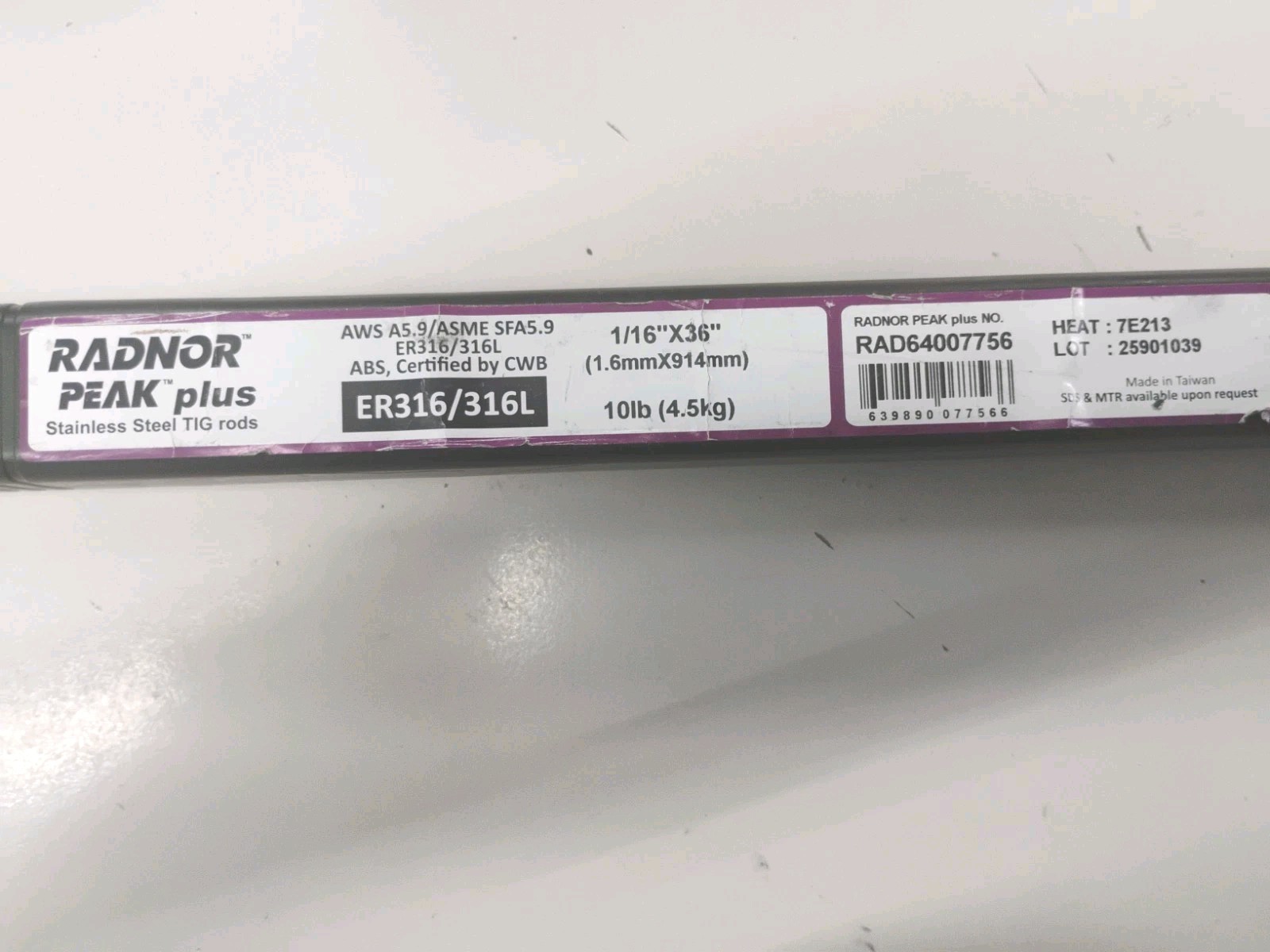 Radnor ER316L .0625 1/16th X 36″ Stainless Steel Tig Rod 10 Lb HEAT 7E213