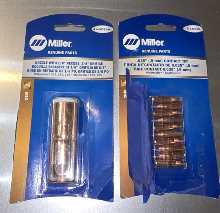 Miller Welding Nozzle and Tips N-M5818C, T-M035 Pack of 10, fits MDX 250 Mig gun