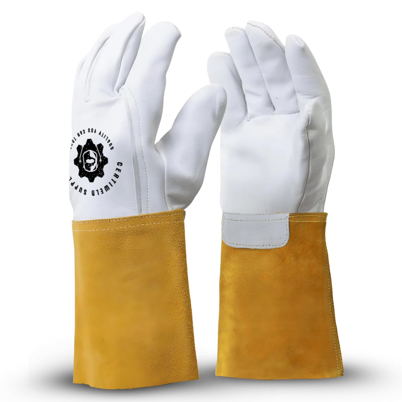 CertiWeld Supplies Leather Welding Gloves – Heat Resistant Work Gloves – Prot…