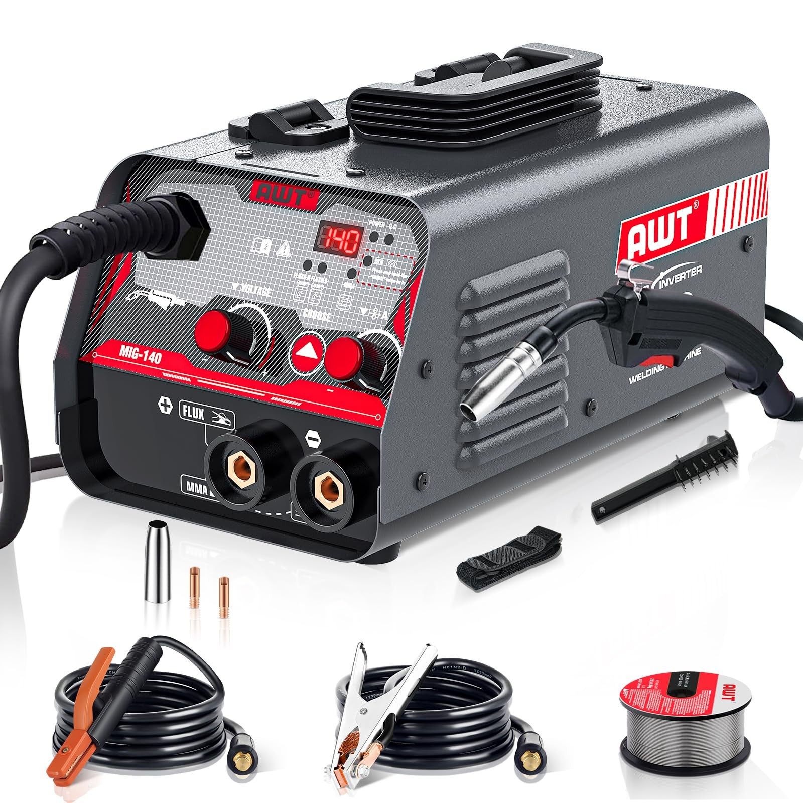 AWT MIG Welder 140Amp, Flux Core Welder/Stick 2 in 1 Welding Machine,…