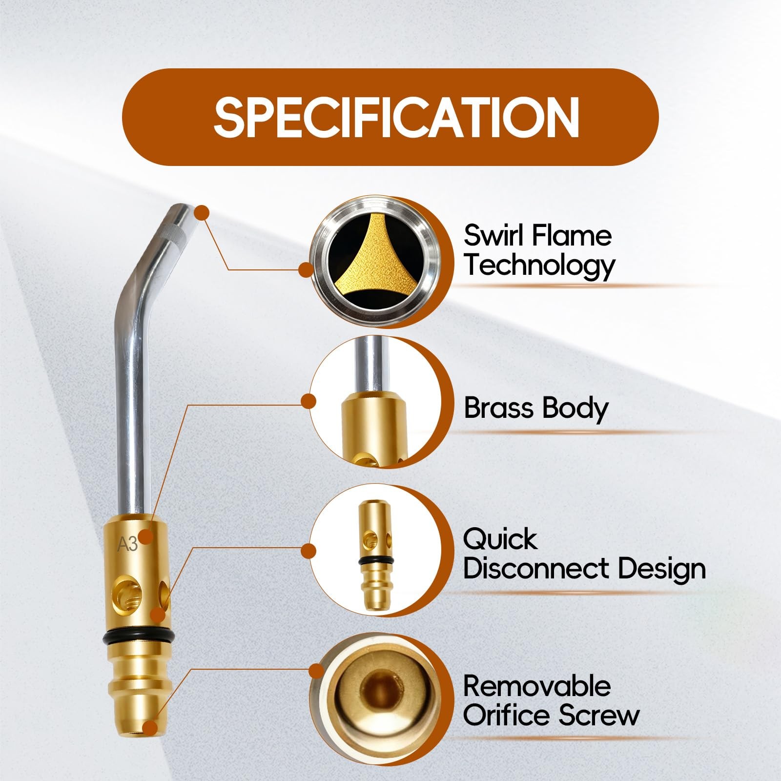 A-3 3/16 Air Acetylene Replacement Tip with Flint Striker for Turbo Torch G-4 /P