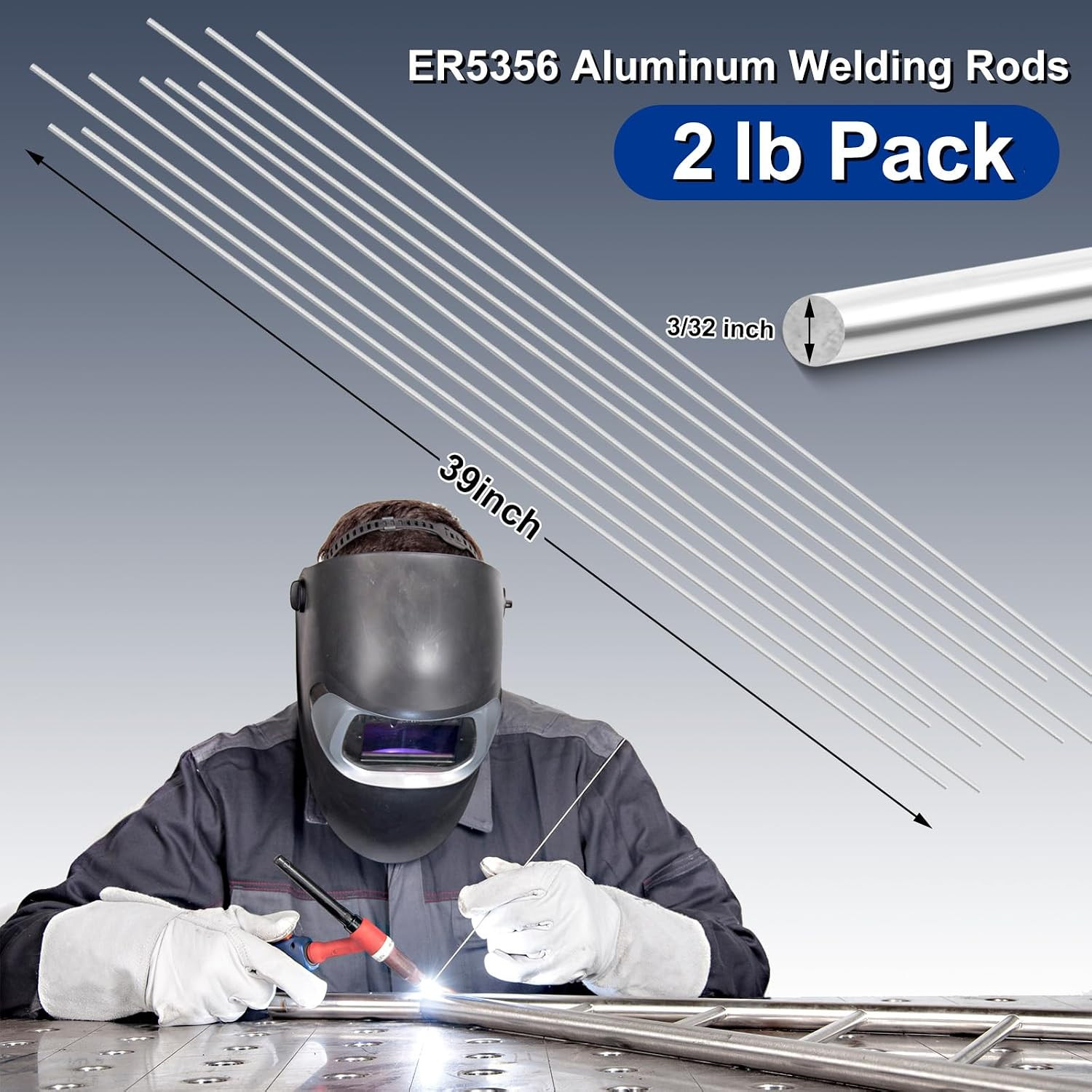 2 Lb Aluminum Tig Welding Rods ER5356 3/32″ X 39″, Aluminum Welding Wire Filler