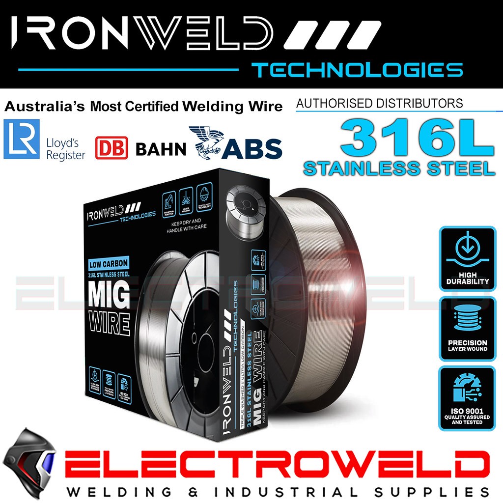 1Kg IRONWELD 316Lsi Stainless Steel MIG Welding Wire .8Mm .9Mm Roll Spool GMAW
