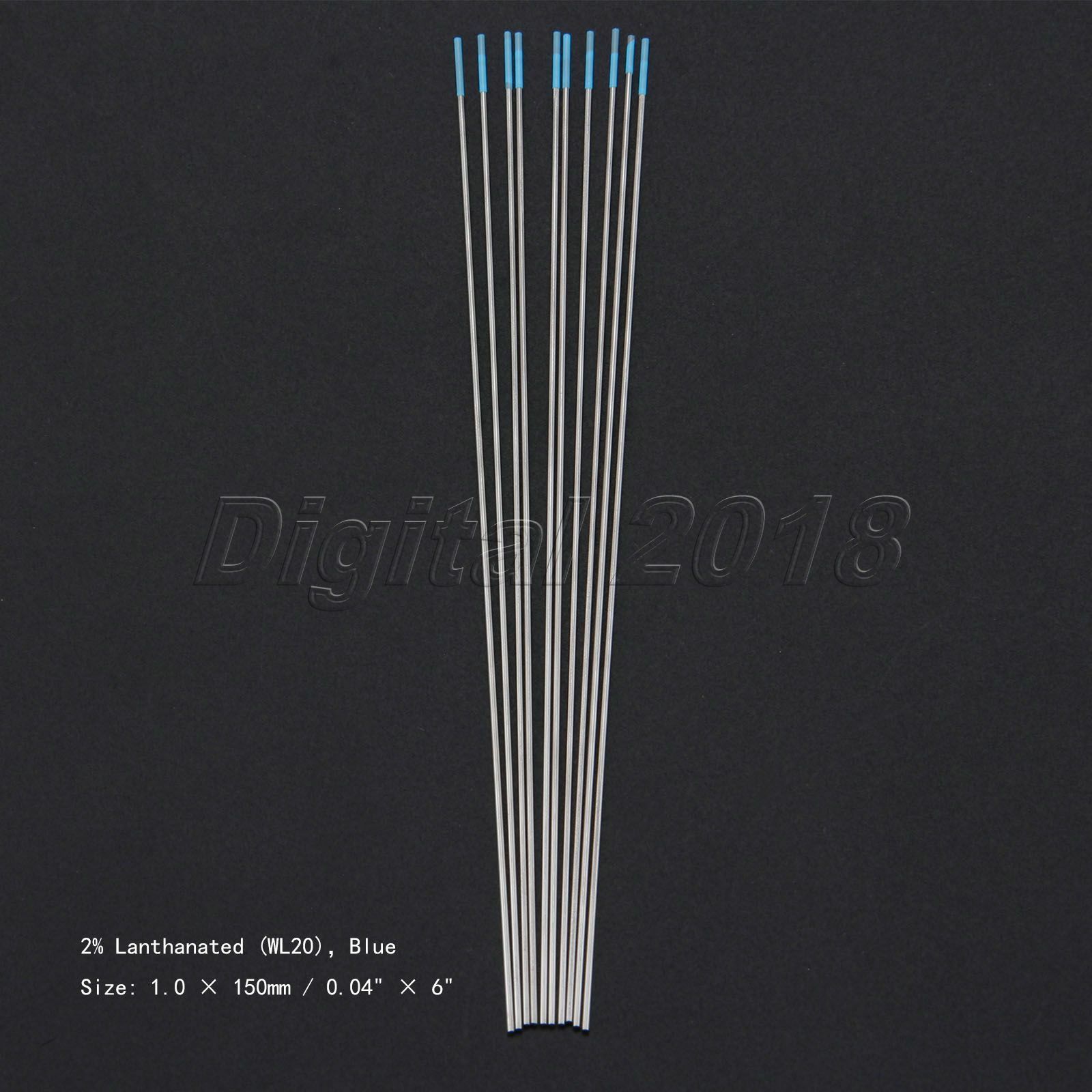 10Pcs WL20 2% Lanthanated Sky Blue TIG Welding Tungsten Electrode 1.0mm x 150mm