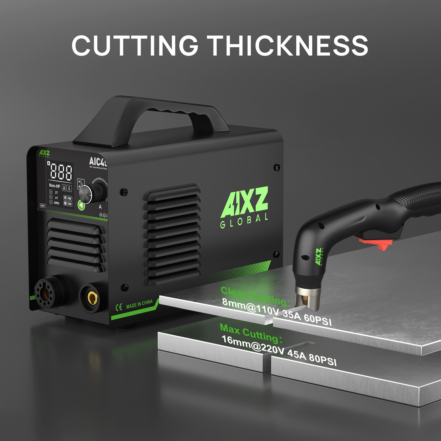 45A Non-Touch Non-HF Pilot Arc Air Plasma Cutter 110/230V Cutting Machine Set US
