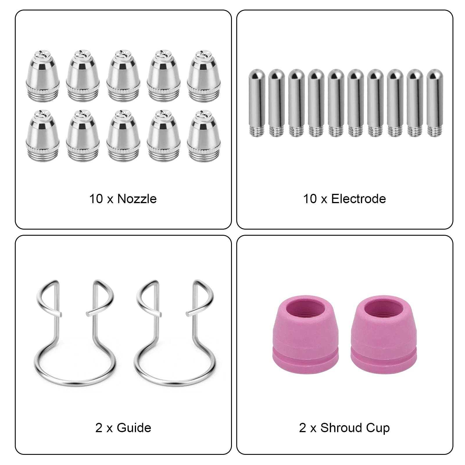24PCS New Nozzles/Shield Cups Plasma Cutter Torch Consumables Complete Kit